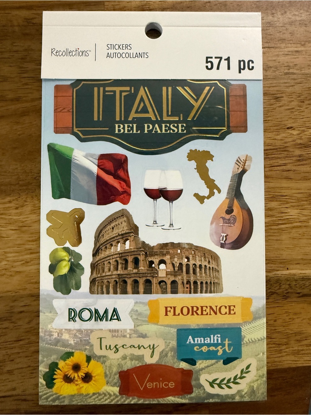 Recollections Italy Sticker Set - Green/Gold/Red/Blue Accents